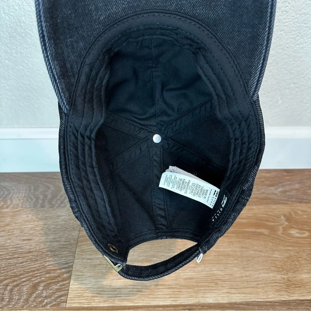 NWOT Billabong Dad Cap Black Denim Washed Strapback Hat